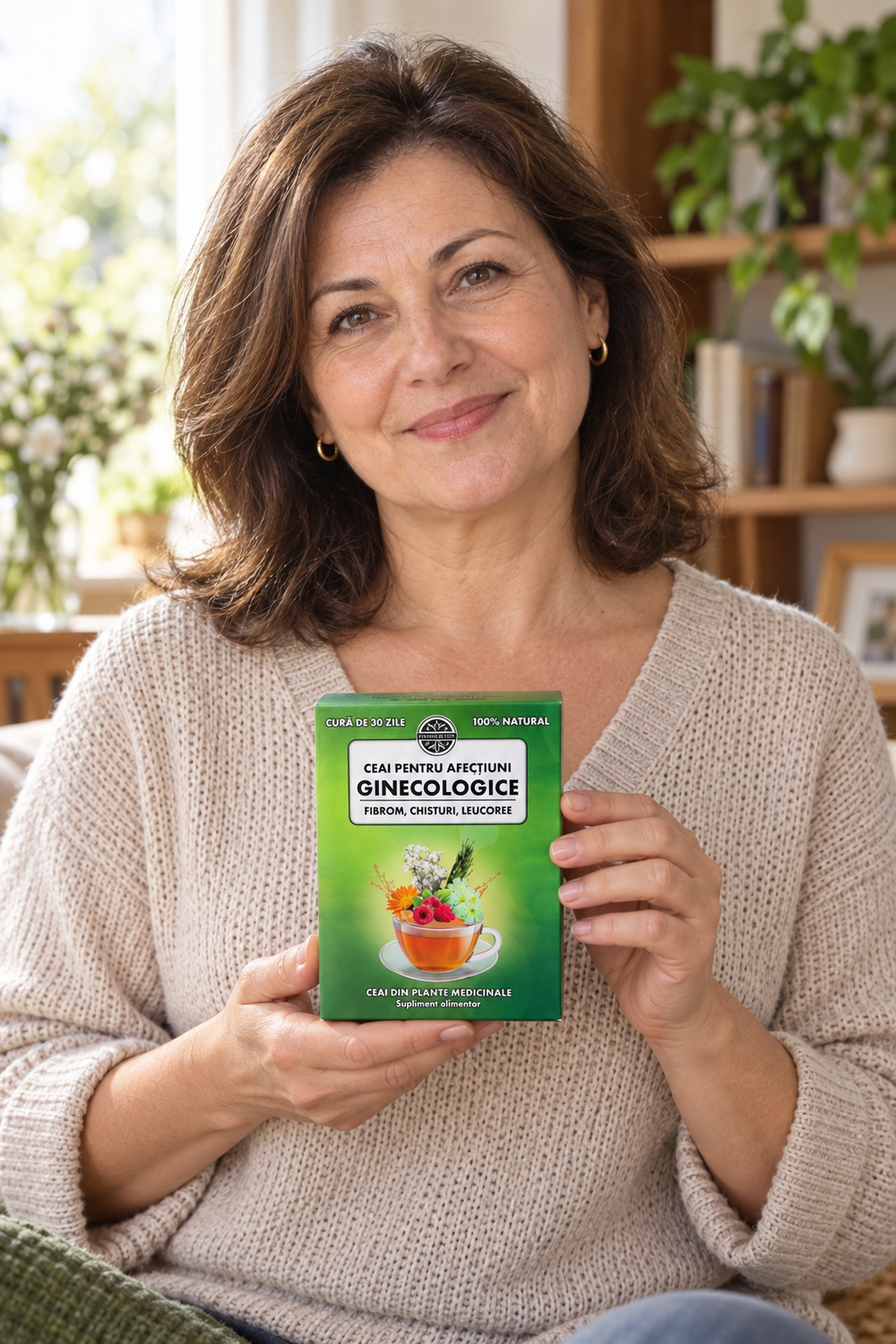 Femeie tinand Ceai pentru afectiuni ginecologice 250 gr