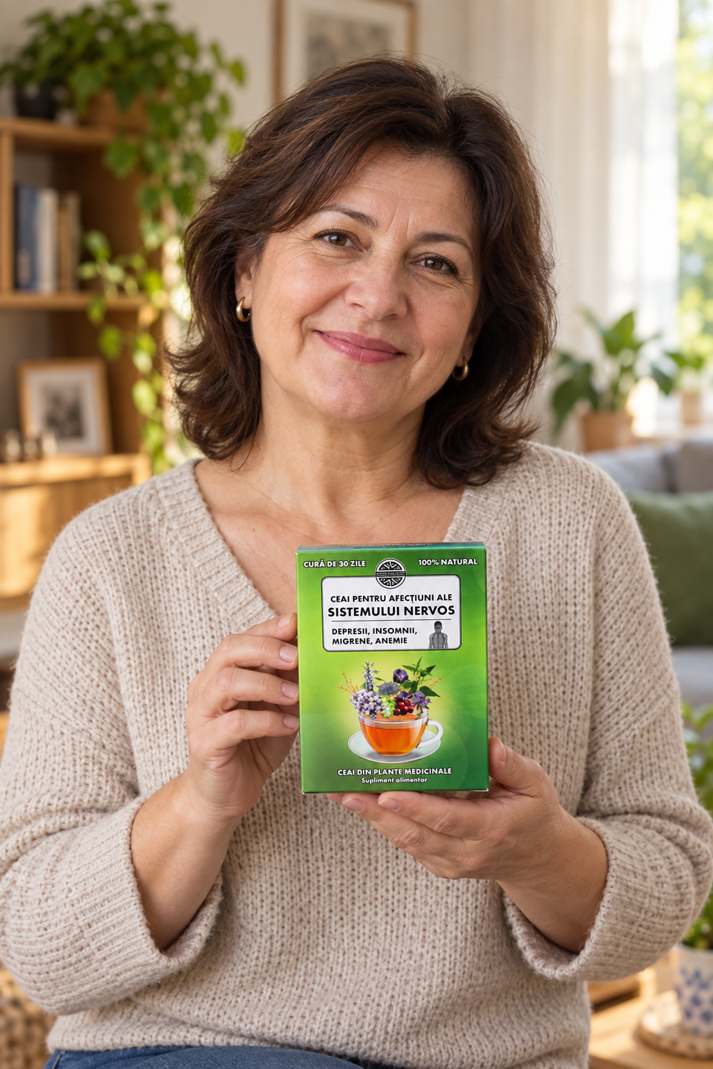 Femeie tinand Ceai pentru afectiuni ale sistemului nervos 250 gr