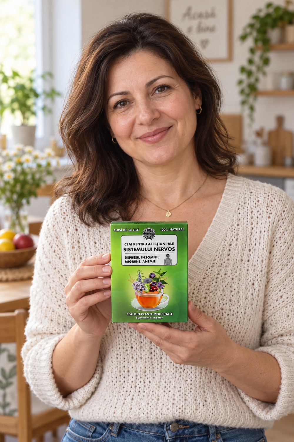 Femeie tinand Ceai pentru afectiuni ale sistemului nervos 250 gr