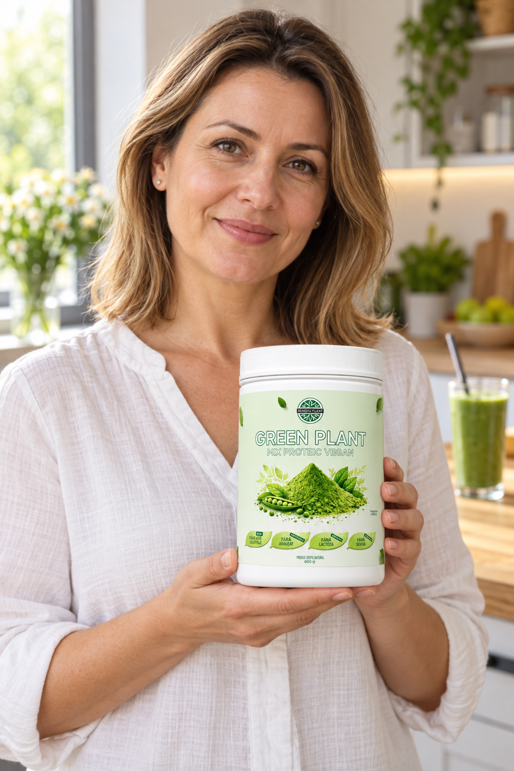 Femeie tinand Green Plant - Mix proteic vegan - 500g