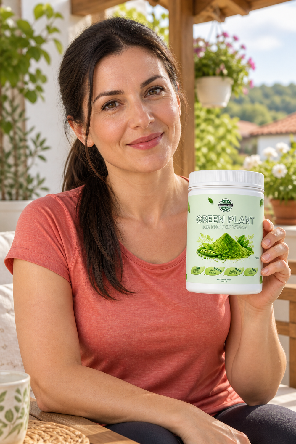 Femeie tinand Green Plant - Mix proteic vegan - 500g