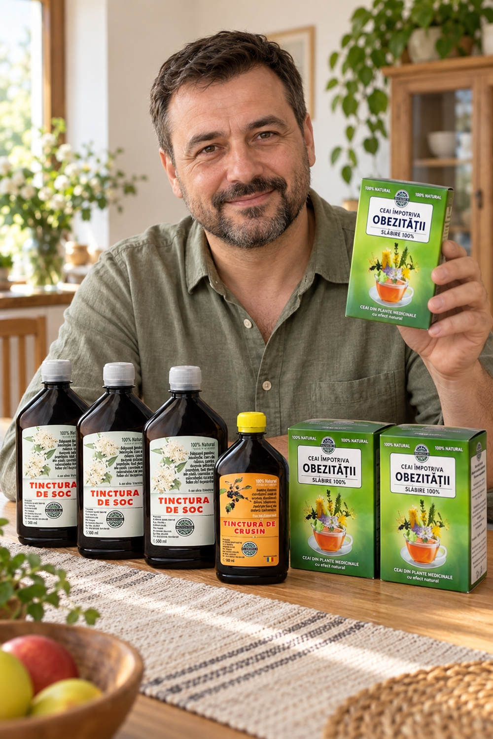 Barbat tinand Pachet impotriva obezitatii