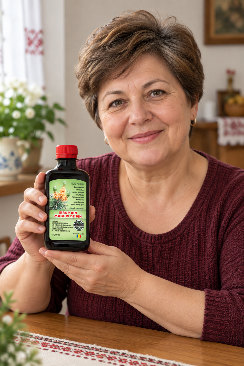 Femeie tinand Sirop din muguri de pin 200 ml