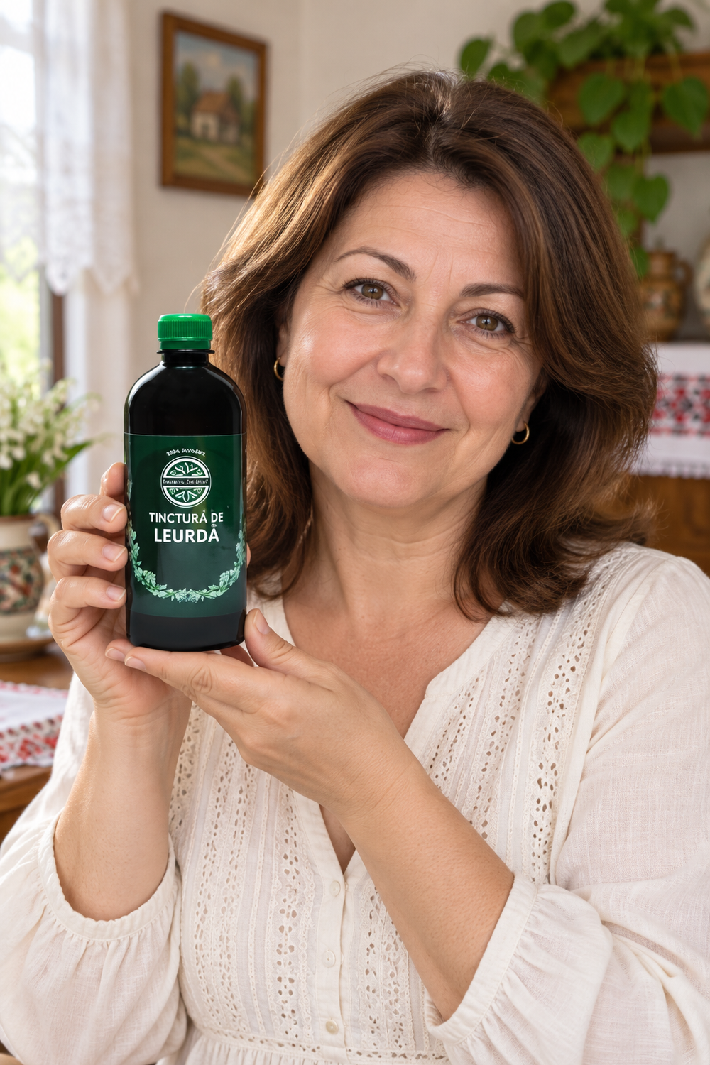 Femeie tinand Tinctura de leurda 500 ml